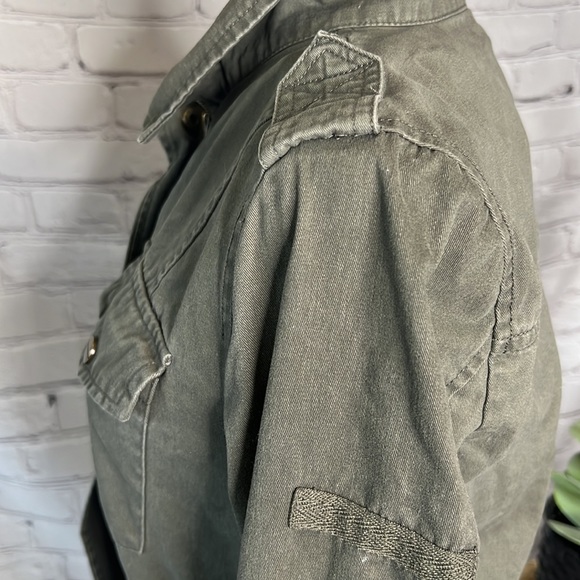 Sky and Sparrow military utility hidden zip army green pocket collar jacket XS - Picture 5 of 10